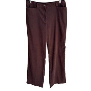 Coldwater Creek Vintage Womens Brown Straight‎ Leg Stretch Flat Front Pants 16